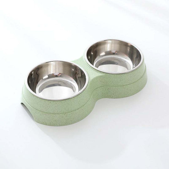  Double Pet Bowls Dog Food Water Feeder